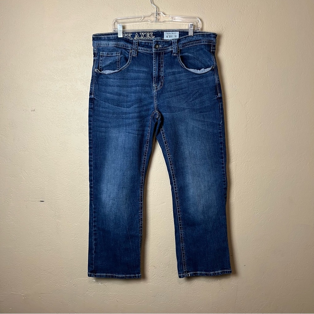 TK Axel Jeans Mens Blue Denim Mid Rise Slim‎ Boot cut size W38X30L